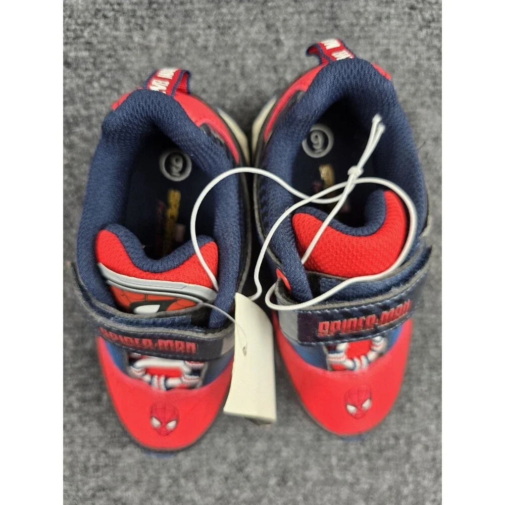 Marvel Spider-Man Boys Sneaker US 9 Blue Red Non-Slip Hook & Loop